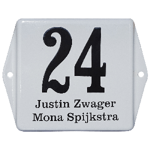 EM106 emaille naambord model oor basis 13x10cm