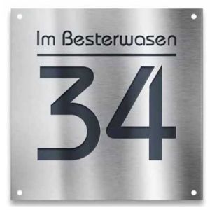 23007 rvs look naambord zwart verdiepte cijfers