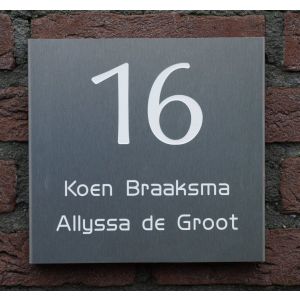 Gebogen aluminium naambord ALUGB-021 20x20cm