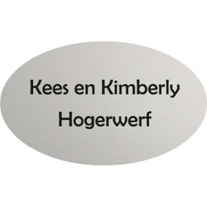 AMAT14 Naambordje voordeur aluminium mat ovaal 20x12cm