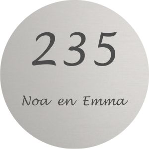 AMAT19 Naambordje voordeur aluminium mat rond 30cm