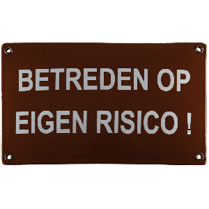 EM210 emaille blauw betreden op eigen risico