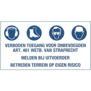 GA071 Bouwbord Verboden toegang voor onbevoegden kunststof 70x50cm