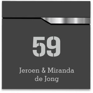 BR210 Brievenbus zwart met naam en huisnummer 37x37x11cm