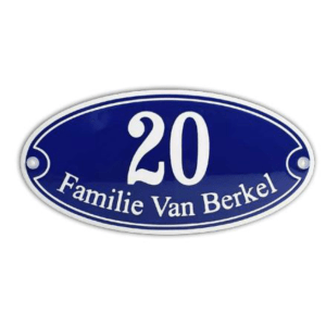 EM1203 emaille naamplaat ovaal met rand en kader 20x10cm