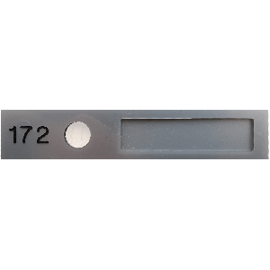 GM-240 Naamplaathouder zilver acrylaat met gat voor beldrukker met kliksysteem