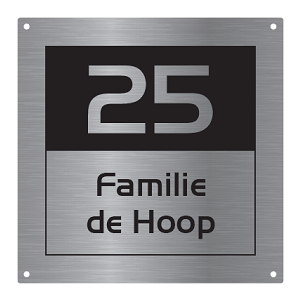 RVS naambord laser L24  15x15cm
