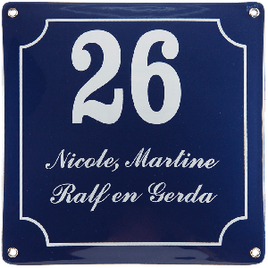 EM077 emaille naambord met kader 20x20cm