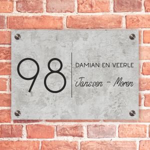 NBV04 Naambordje voordeur rechthoek betonlook