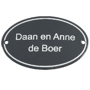 EM159 emaille naamplaat ovaal met kader 12x8cm