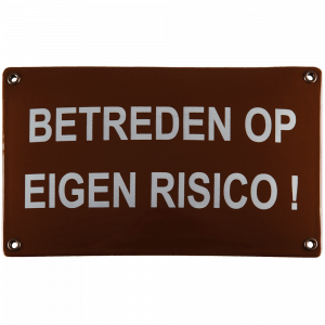 EM210 emaille blauw betreden op eigen risico