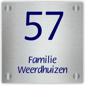 naambord voordeur aluminium 25x25cm