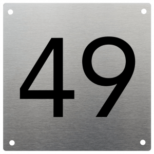 rvs huisnummerbord met zwarte cijfers
