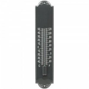 emaille thermometer zwart 6.5x30cm