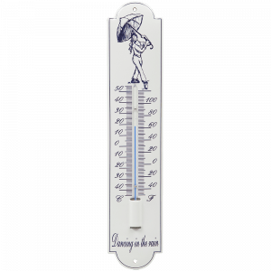emaille thermometer grijs 6,5x30cm