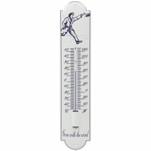 emaille thermometer wit dame 6,5x30cm