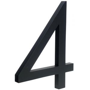 Zwart huisnummer 4 van 5mm dik zwart mat acrylaat.